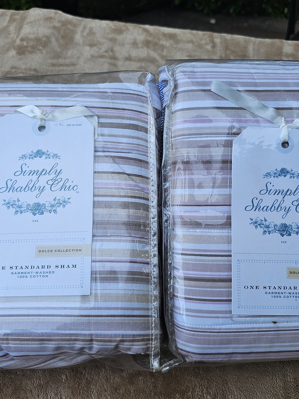 Simply Shabby Chic Dolce Collection Striped Standard Sham in Pink and Tan (2)